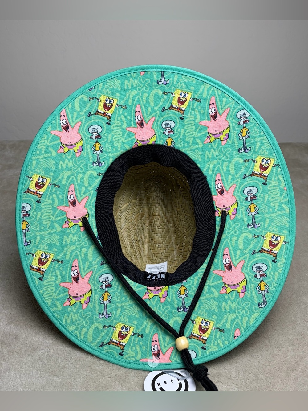 Neff Spongebob Squarepants Straw Sun Hat Mens OSFM Green Lifeguard Panama NWT